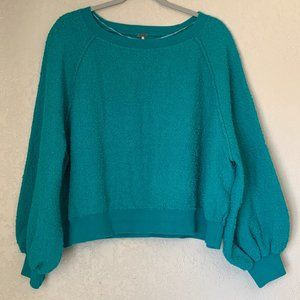 Free People Teal Crew Neck Sweater